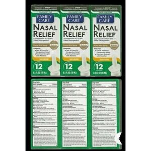 3X Nasal Spray Mentholl Decongestant Pump Mist Spray 12 Hour Relief 0.5 oz